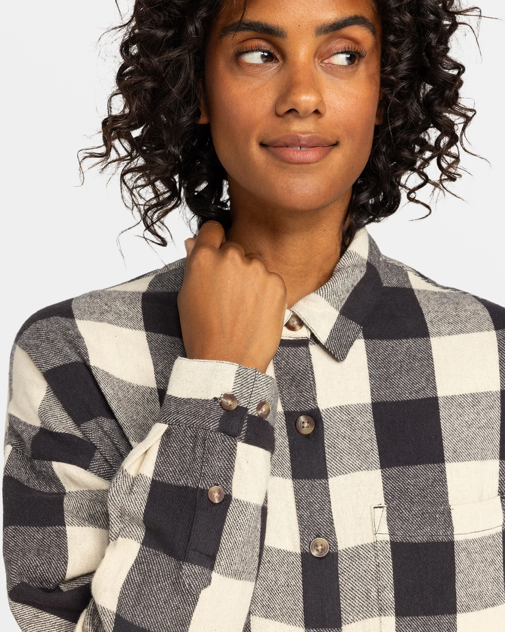 Lets Get Away Long Sleeve Shirt - Phantom Be Bold Plaid sold by Roxy product image thumbnail 4
