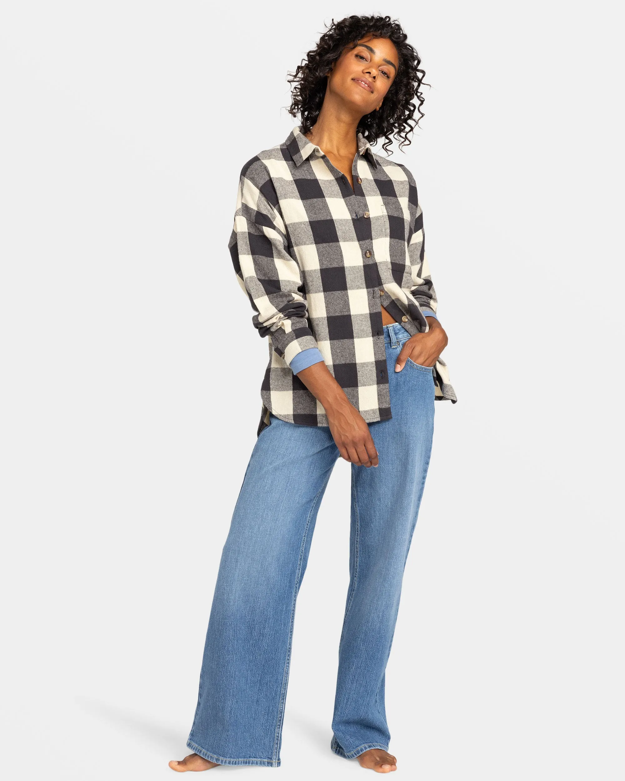 Lets Get Away Long Sleeve Shirt - Phantom Be Bold Plaid sold by Roxy product image thumbnail 3