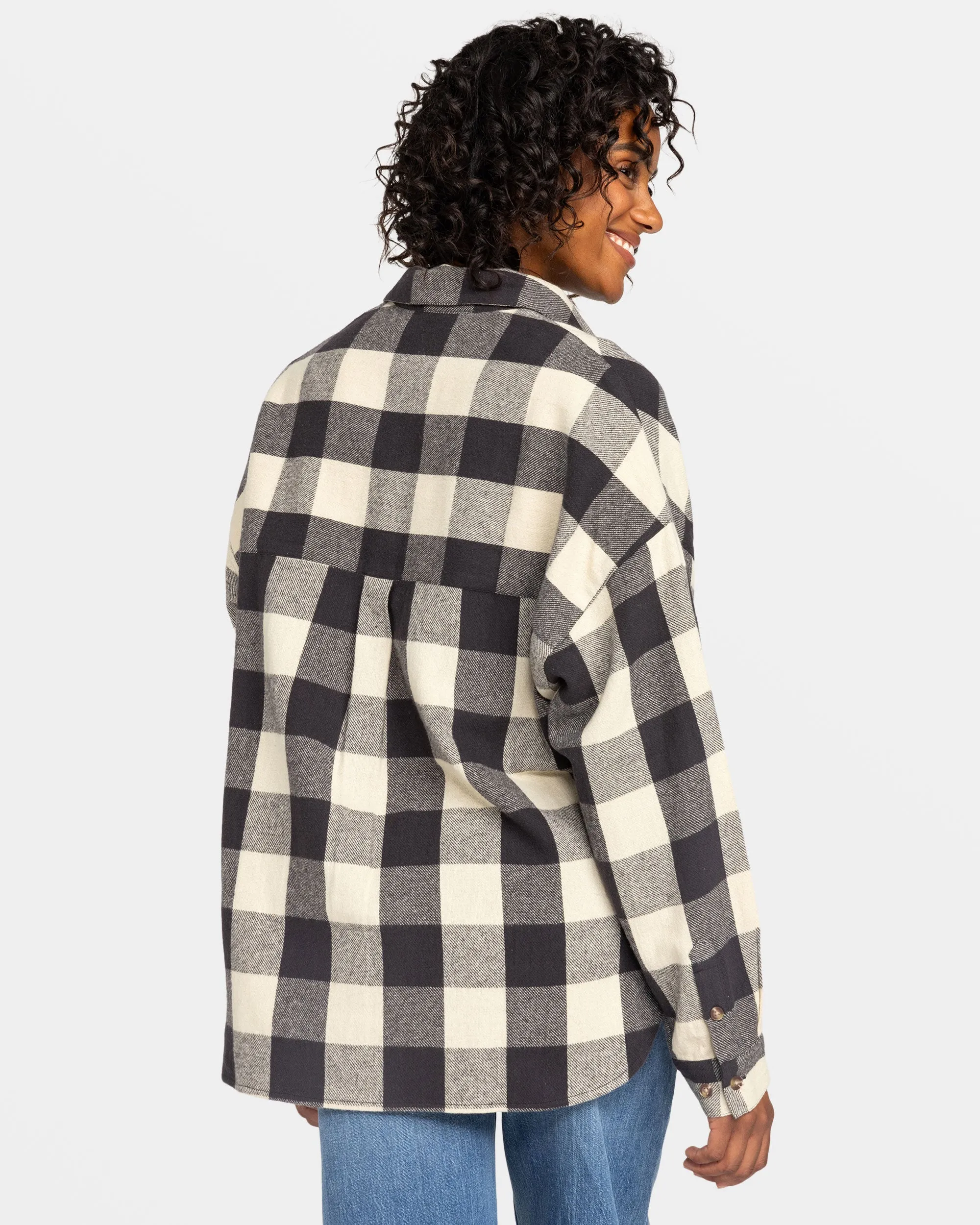 Lets Get Away Long Sleeve Shirt - Phantom Be Bold Plaid sold by Roxy product image thumbnail 2