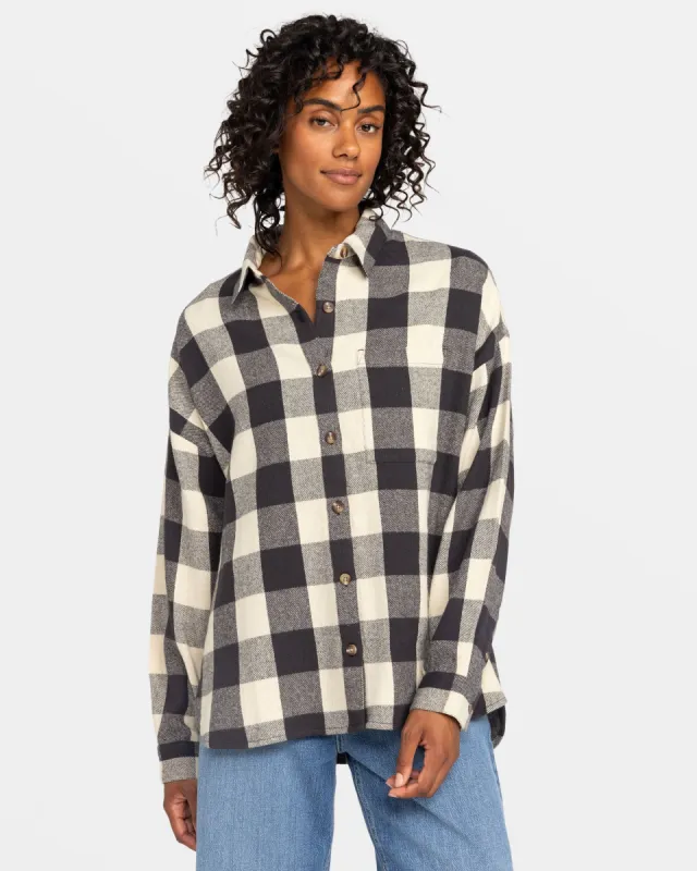 Lets Get Away Long Sleeve Shirt - Phantom Be Bold Plaid sold by Roxy