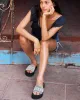 Dayzie Slide Sandals - Black/White sold by Roxy