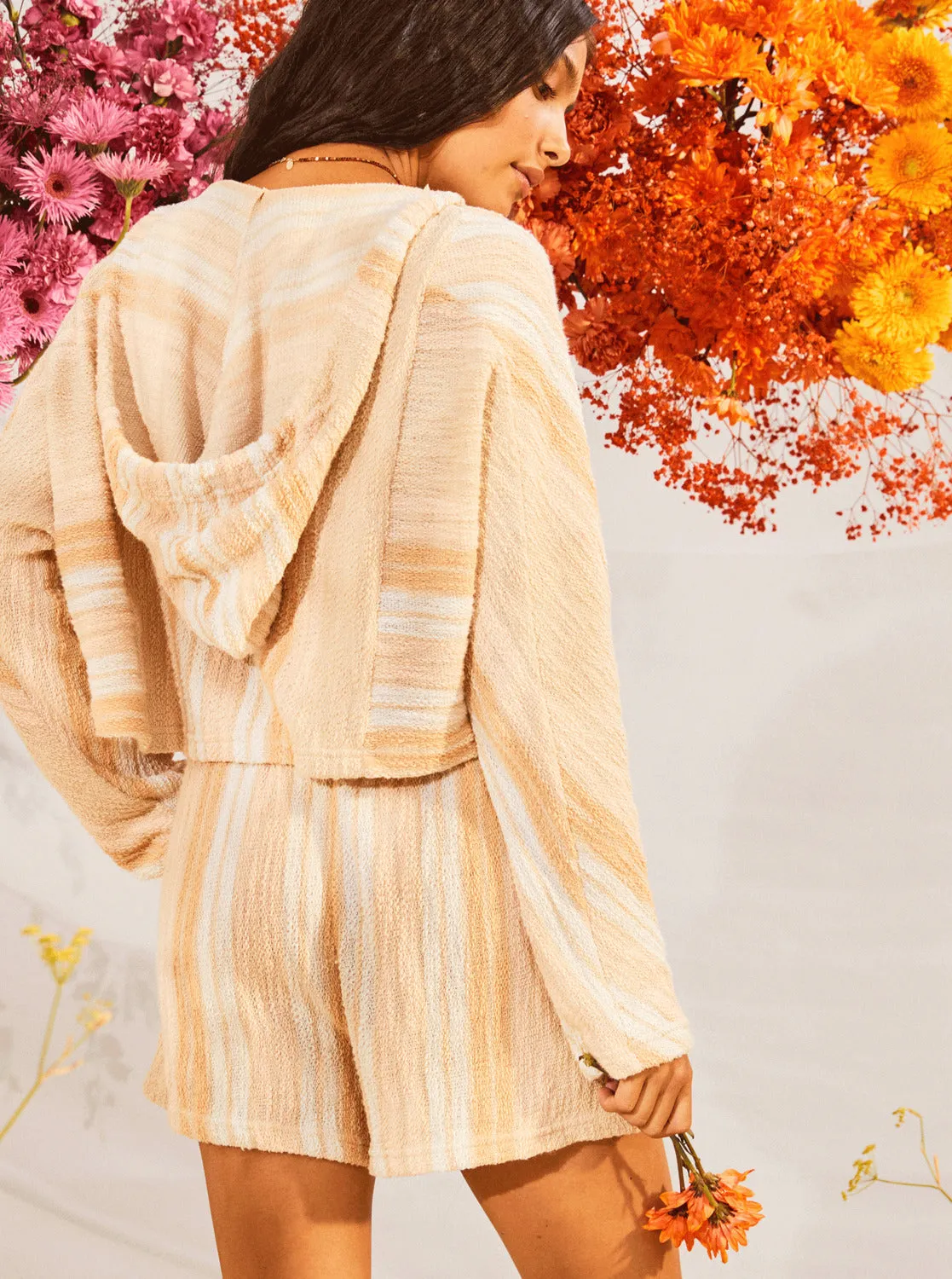 Todos Santos Poncho Style Hoodie - Bonzer Stripe Tapioca sold by Roxy product image thumbnail 3