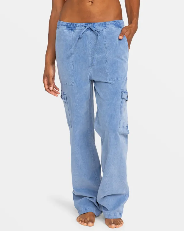 Precious Cargo Corduroy High Waisted Pants - Infinity Blue sold by Roxy