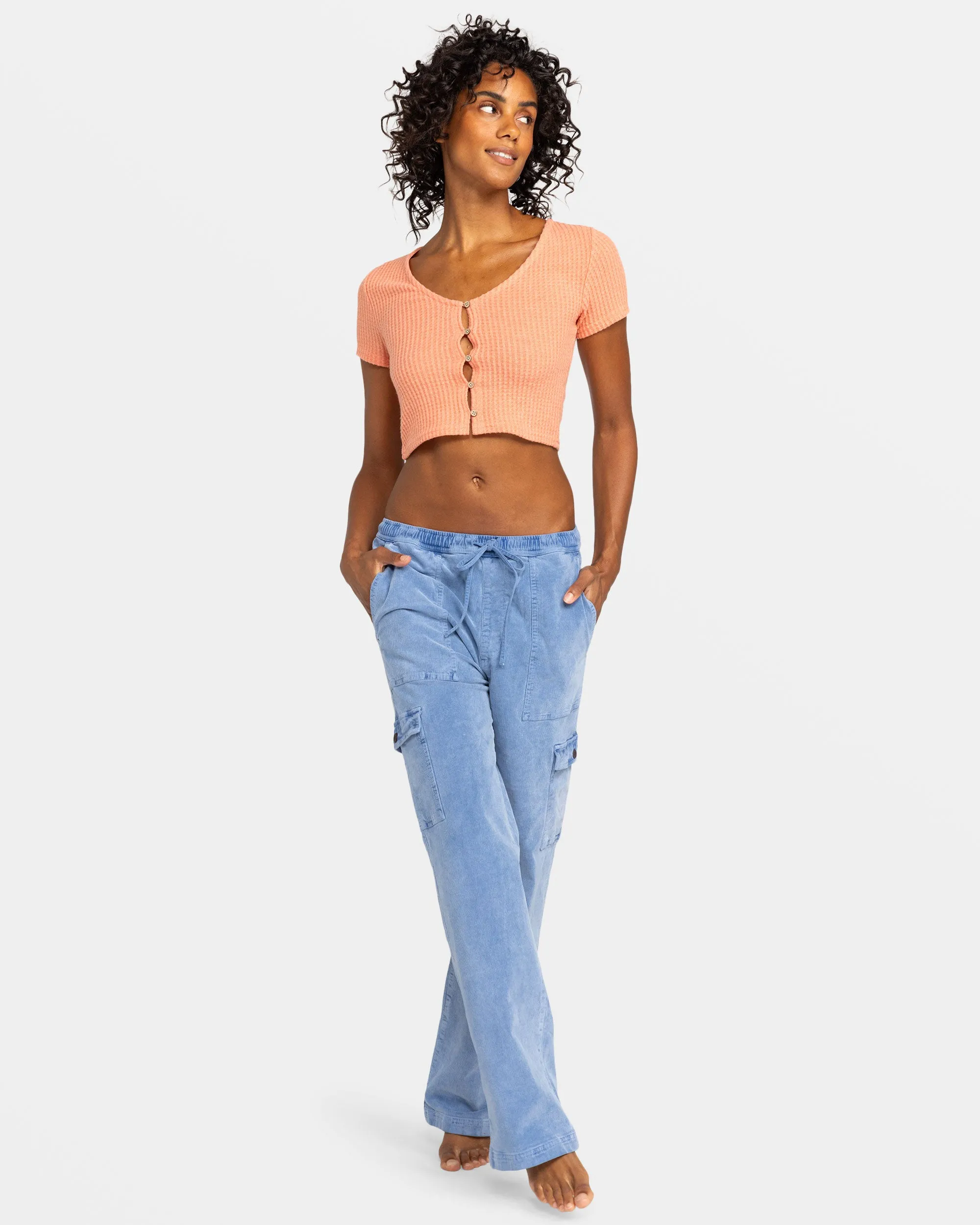Precious Cargo Corduroy High Waisted Pants - Infinity Blue sold by Roxy product image thumbnail 3