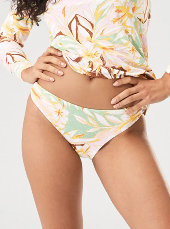 Printed Beach Classics Strap Hipster Bikini Bottom - Quiet Green Coast 2 Coast sold by Roxy