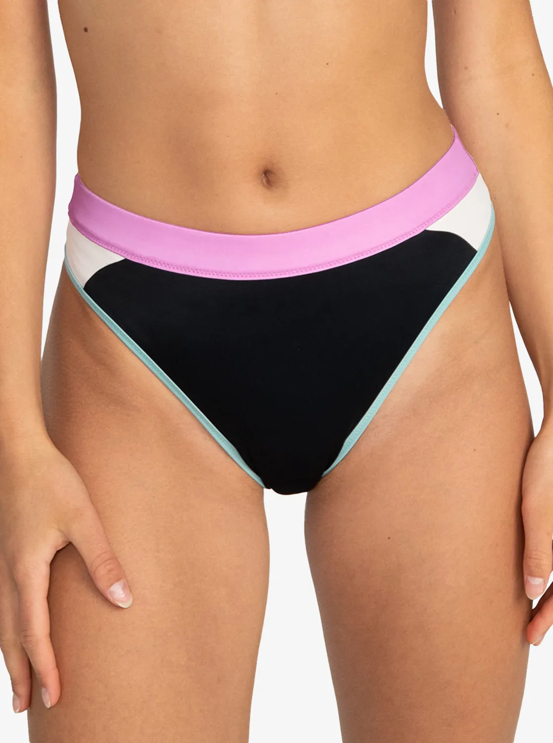 Roxy Active Mid Waist Bikini Bottoms - Anthracite sold by Roxy