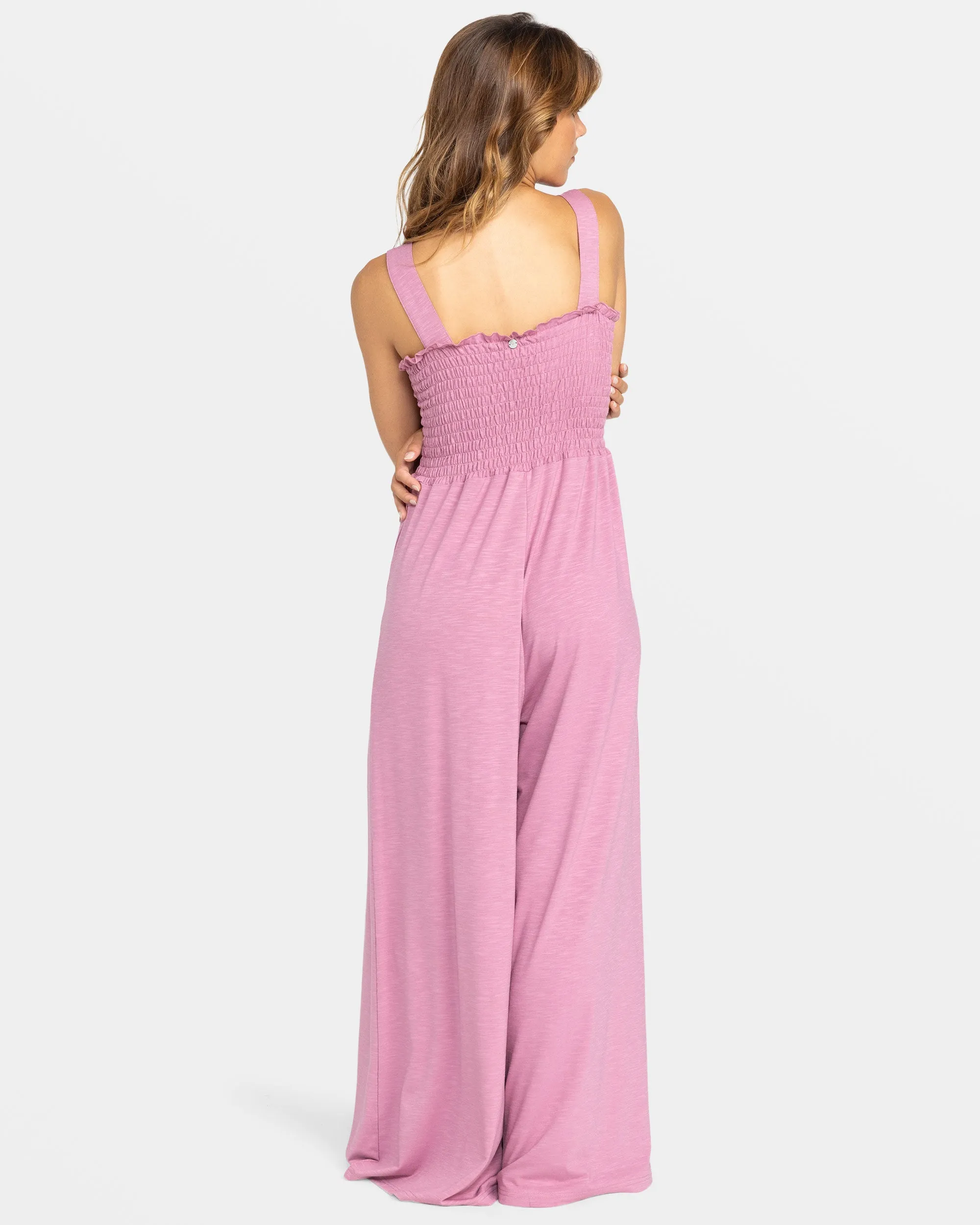 Just Passing By Smocked Jumpsuit - Mauve Orchid sold by Roxy product image thumbnail 3