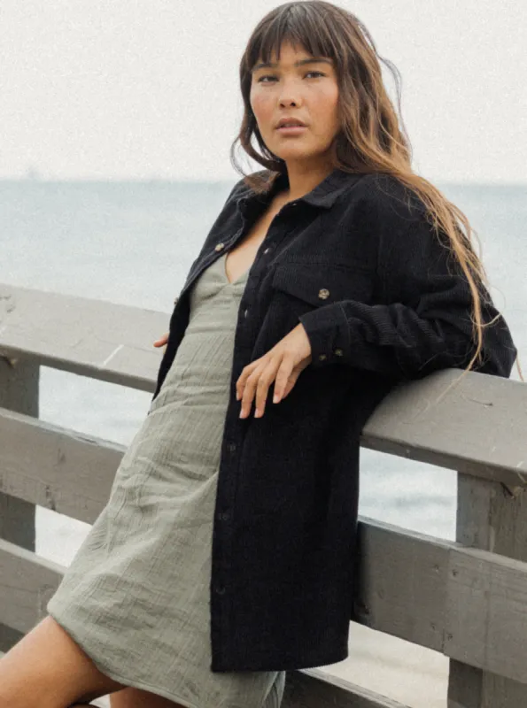 Let It Go Corduroy Long Sleeve Shirt - Anthracite sold by Roxy