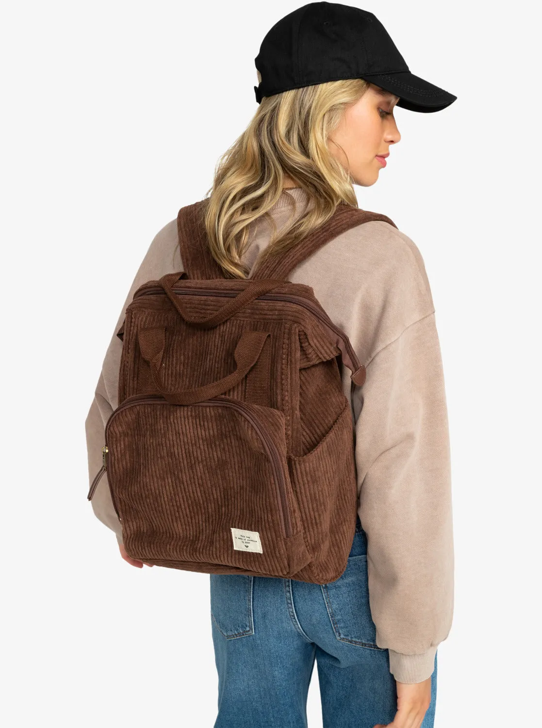 Cozy Nature Medium Corduroy Backpack - Bitter Chocolate sold by Roxy product image thumbnail 2