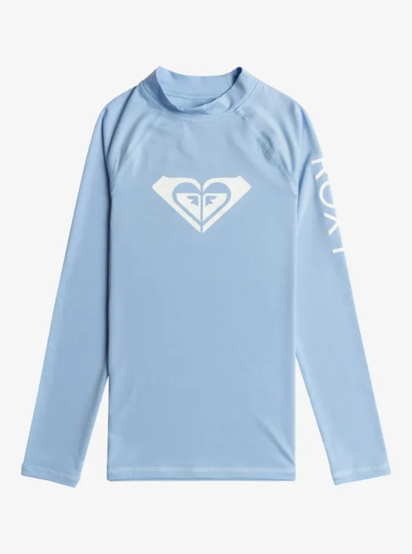 Girls 7-16 Whole Hearted Long Sleeve UPF 50 Rashguard - Bel Air Blue sold by Roxy