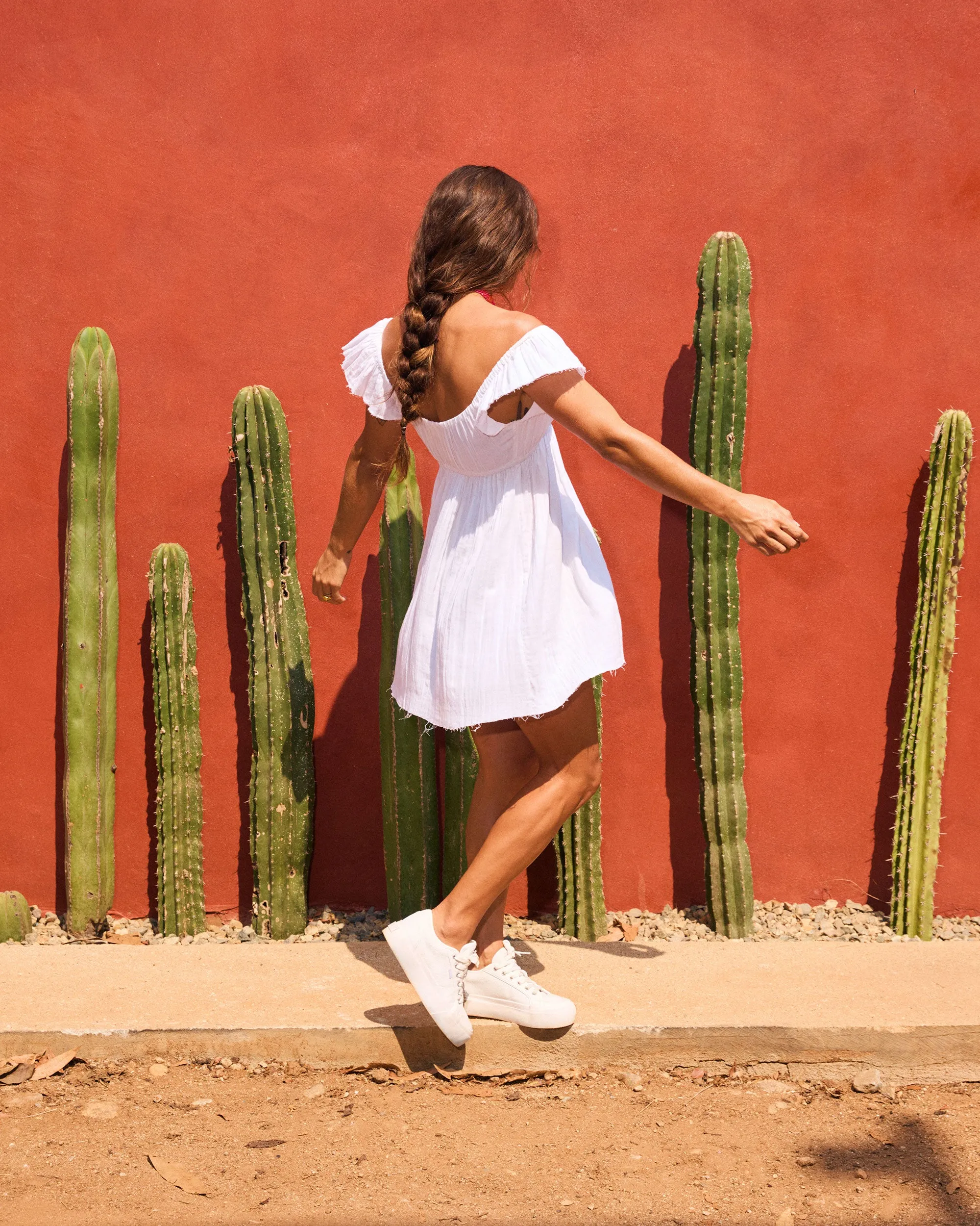 Luna Flutter Sleeves Mini Dress - Egret sold by Roxy product image thumbnail 5