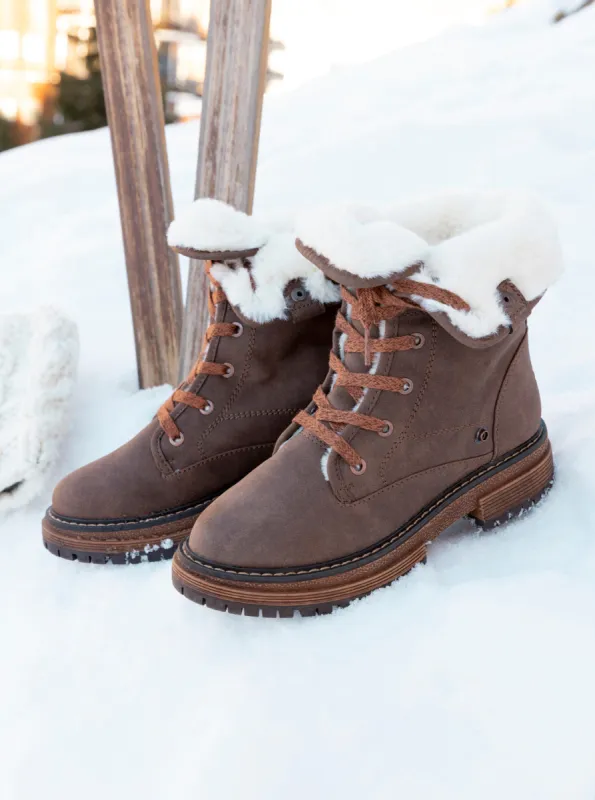 Bruna Lace-Up Boots - Chocolate sold by Roxy