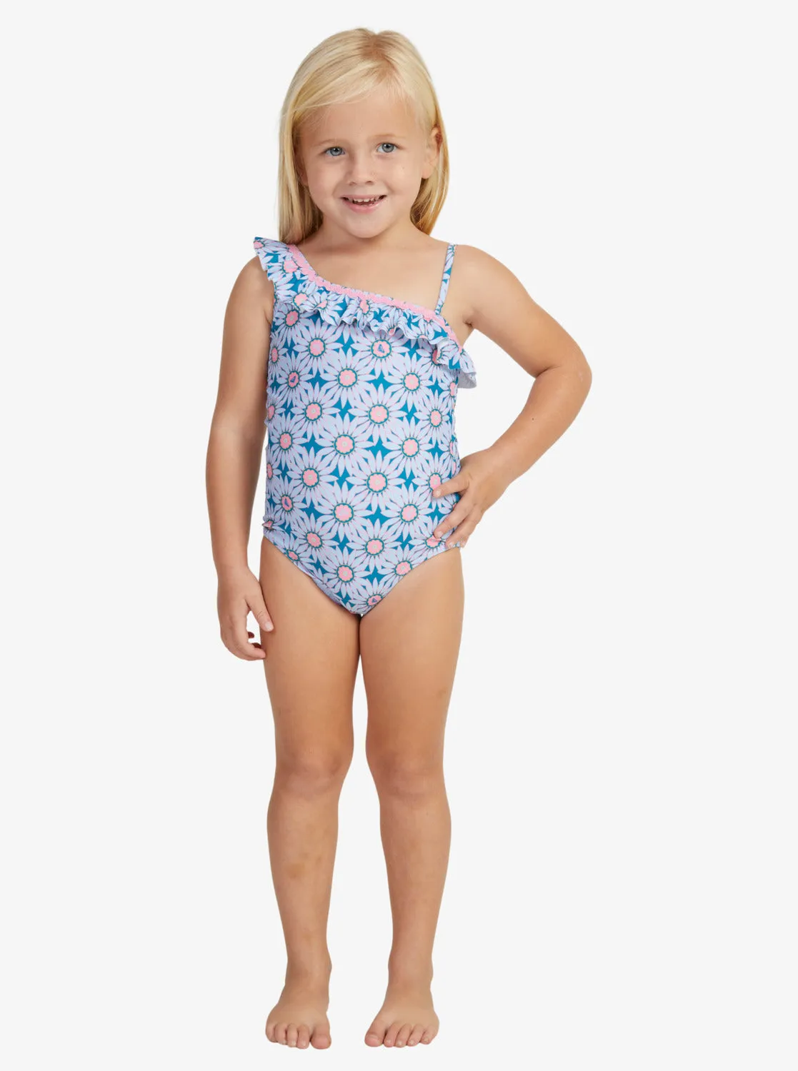Girls' 2-7 Bold Florals One-Piece Swimsuit - Crystal Teal Sol Flower sold by Roxy