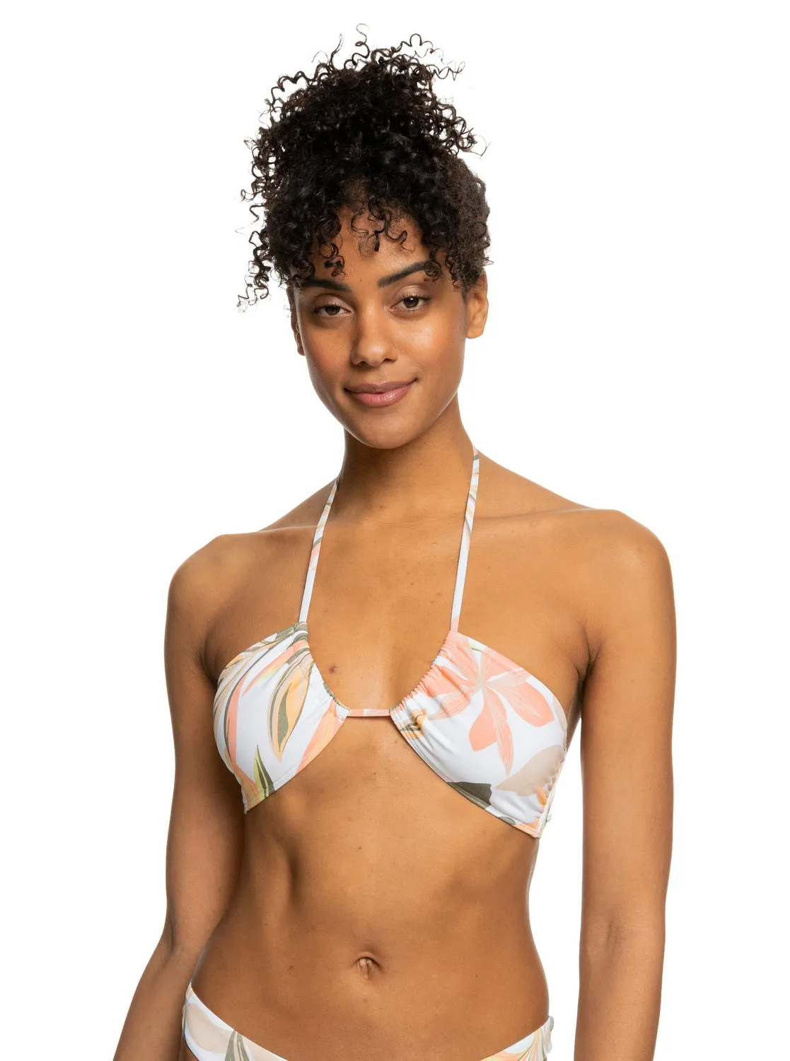 Printed Beach Classics Triangle Bikini Top - Bright White Subtly Salty Flat sold by Roxy