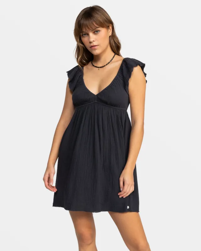 Luna Flutter Sleeves Mini Dress - Phantom sold by Roxy