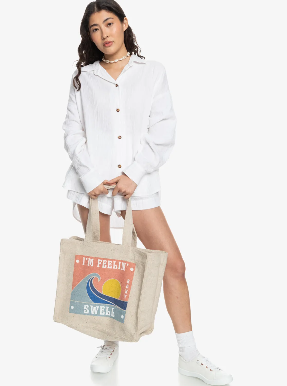 Drink The Wave Tote Bag - Tapioca sold by Roxy product image thumbnail 5