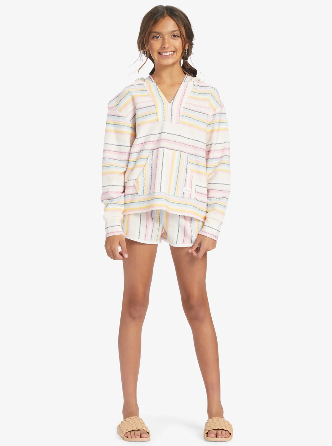 Girls 4-16 Feels Like Summer Poncho Hoodie - Pale Dogwood Hazy Stripe Clean sold by Roxy product image thumbnail 4