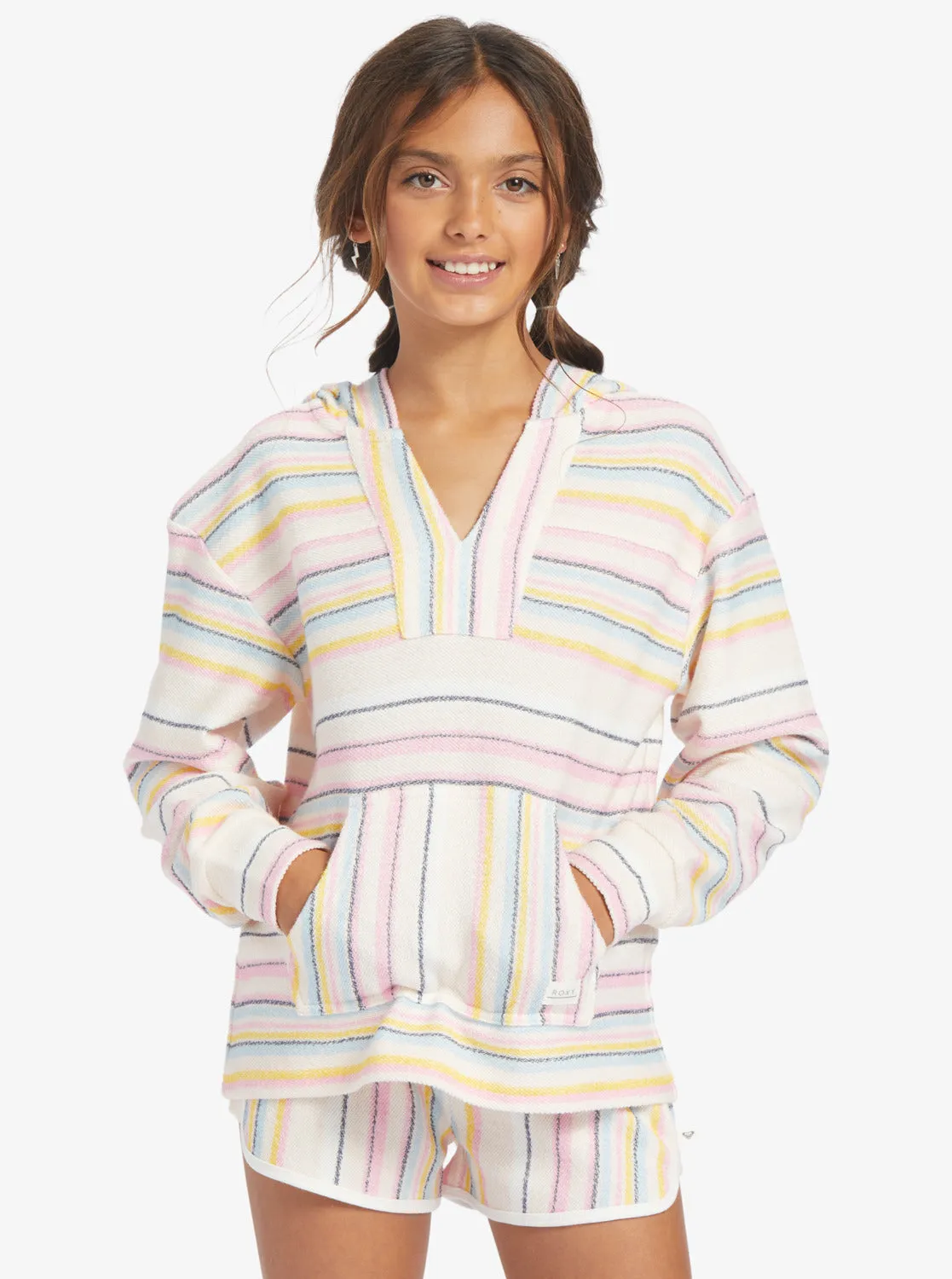 Girls 4-16 Feels Like Summer Poncho Hoodie - Pale Dogwood Hazy Stripe Clean sold by Roxy