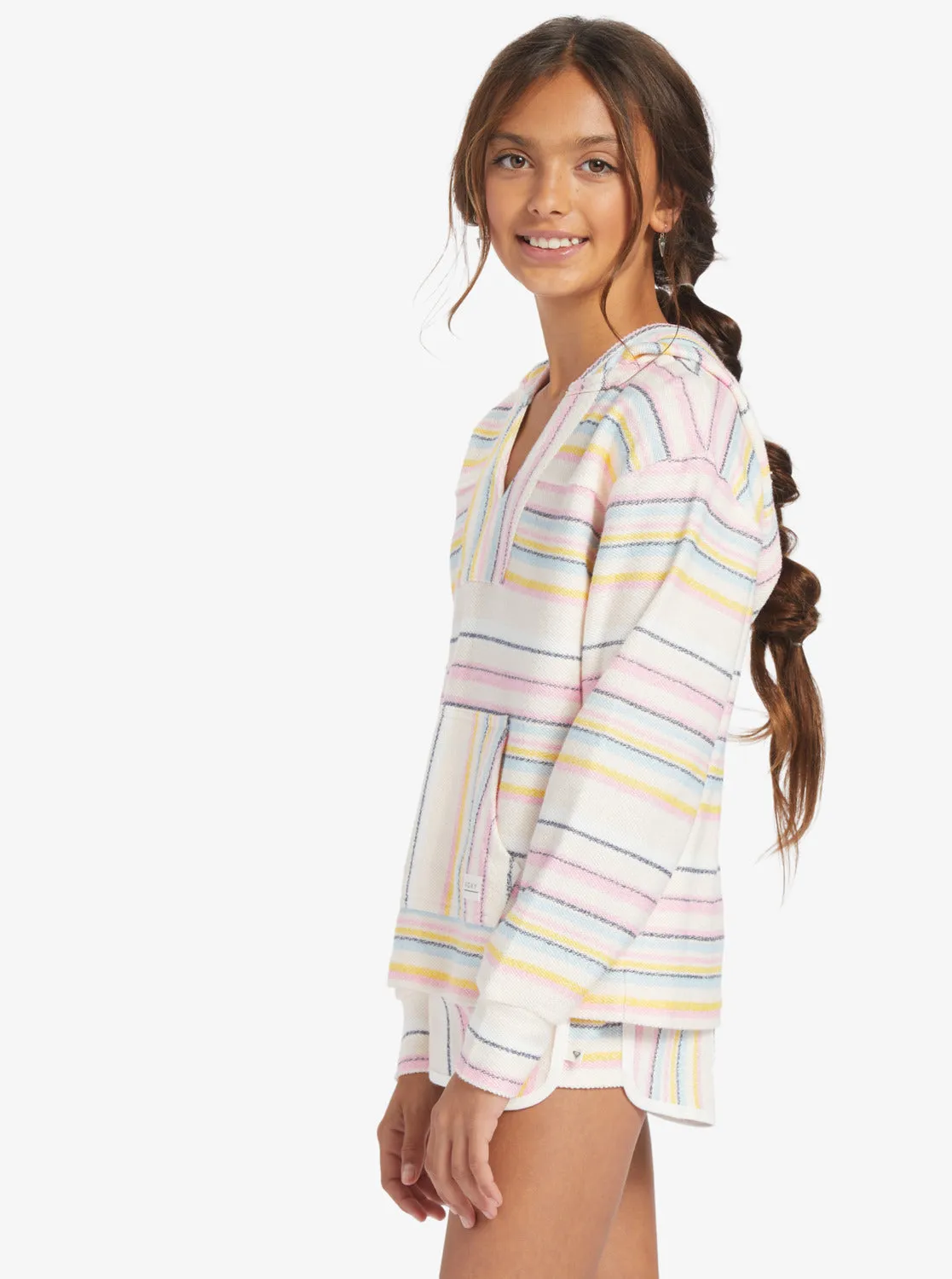 Girls 4-16 Feels Like Summer Poncho Hoodie - Pale Dogwood Hazy Stripe Clean sold by Roxy product image thumbnail 2