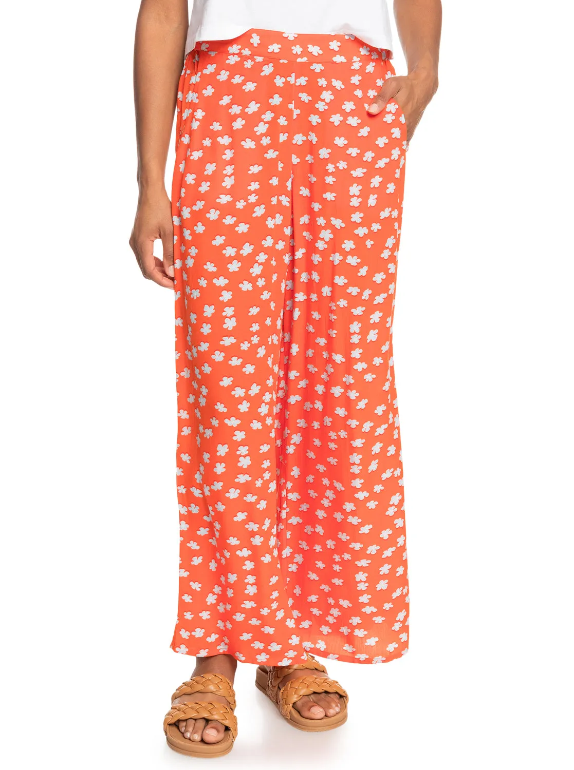 Midnight New Avenue Wide Leg Trousers - Tiger Lily Flower Rain sold by Roxy
