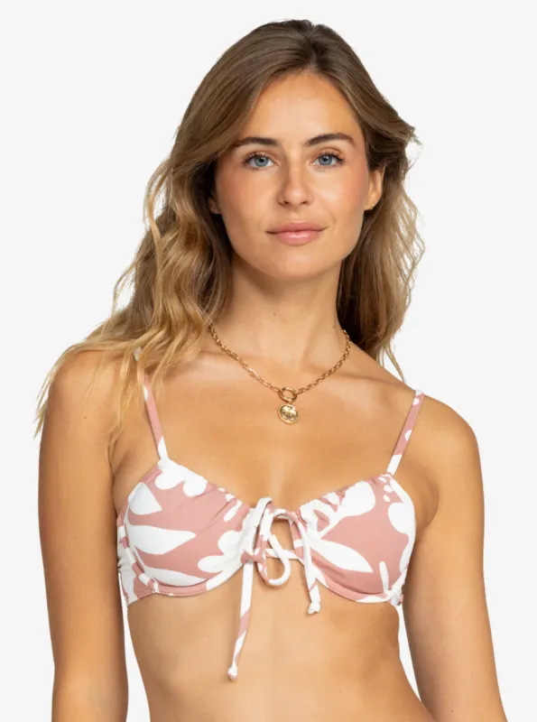 Printed Beach Classics Underwired Bikini Top - Ash Rose Botanical Stencil sold by Roxy