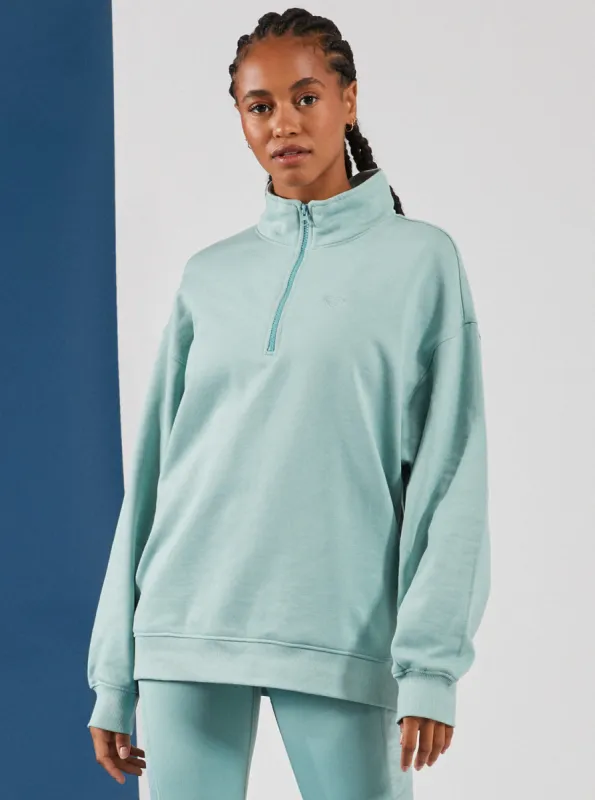 Waves Of Warmth Half-Zip Fleece - Blue Surf Planao sold by Roxy