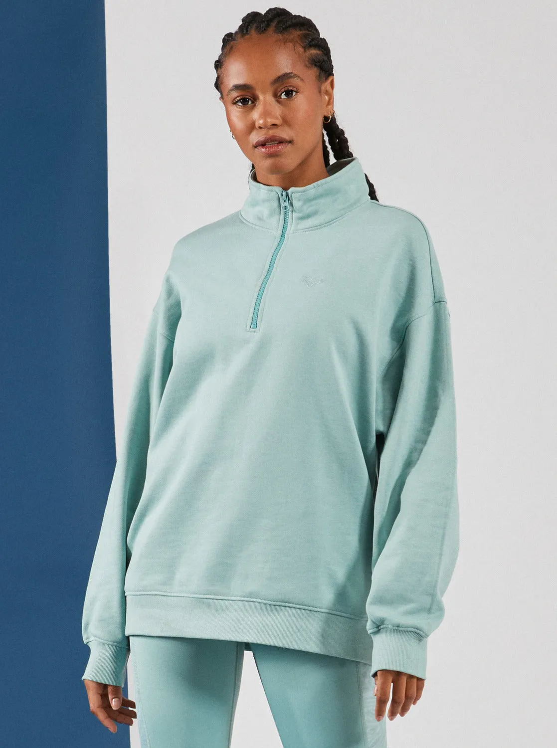 Waves Of Warmth Half-Zip Fleece - Blue Surf Planao sold by Roxy