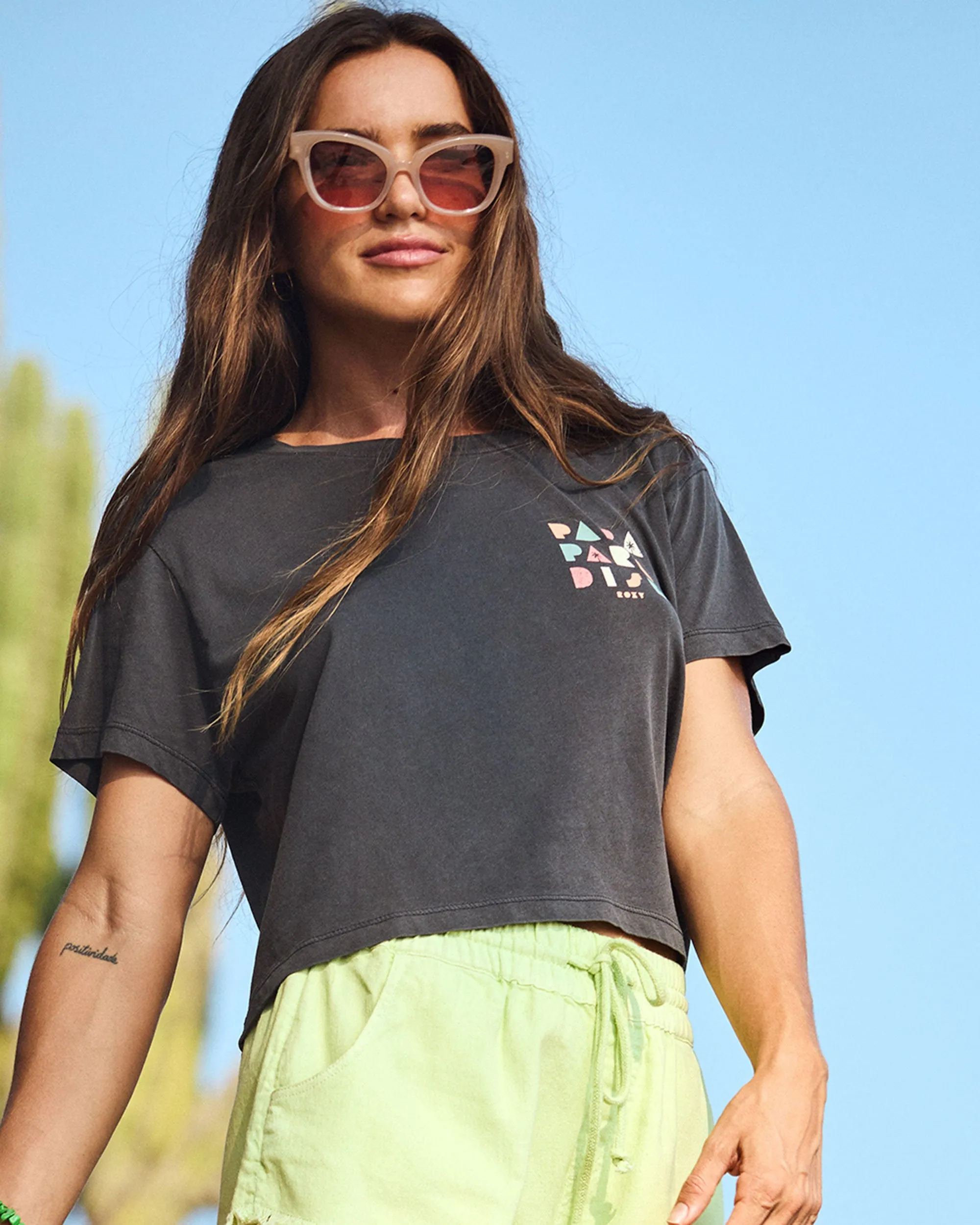 Para Paradise Cropped T-Shirt - Phantom sold by Roxy product image thumbnail 2