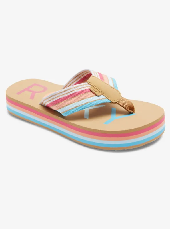 Girls 4-16 Chika Hi Sandals - Baja Blue/Crazy Pink sold by Roxy