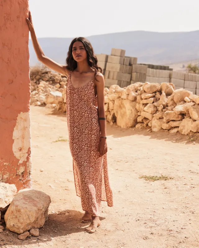 Stay Sunny Midi Dress - Russet Freefallin Floral Fresh sold by Roxy