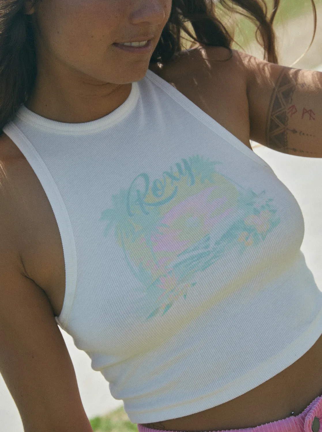 Paradise Views Sleeveless Muscle T-Shirt - Snow White sold by Roxy
