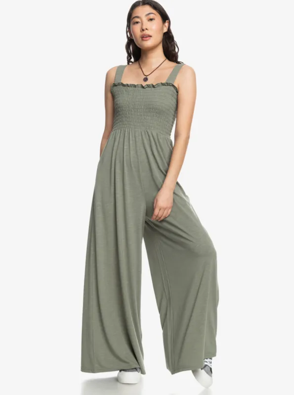 Just Passing By Jumpsuit - Agave Green sold by Roxy