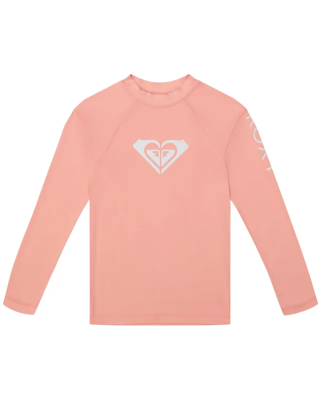 Girls 7-16 Whole Hearted Long Sleeve Rashguard - Candlelight Peach sold by Roxy