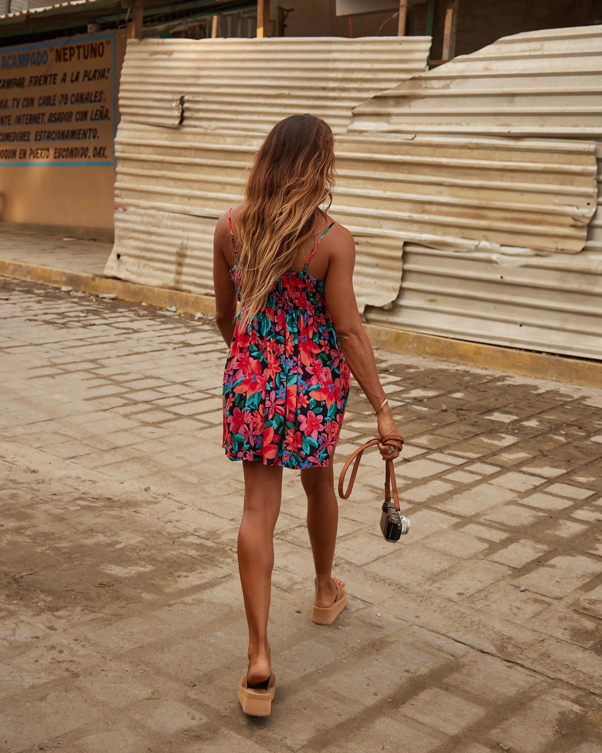 La Vida Strappy Mini Dress - Anthracite Floral Fiesta sold by Roxy product image thumbnail 3