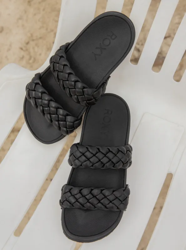 Slippy Braided Water-Friendly Sandals - Black sold by Roxy