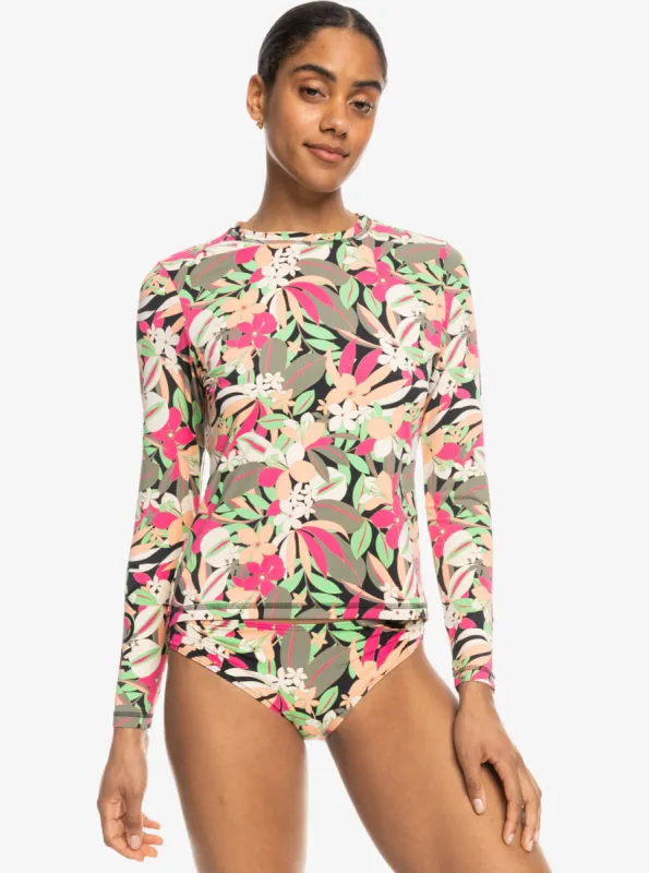 Sea Skippin Printed Long Sleeve Rashguard - Anthracite Palm Song S sold by Roxy