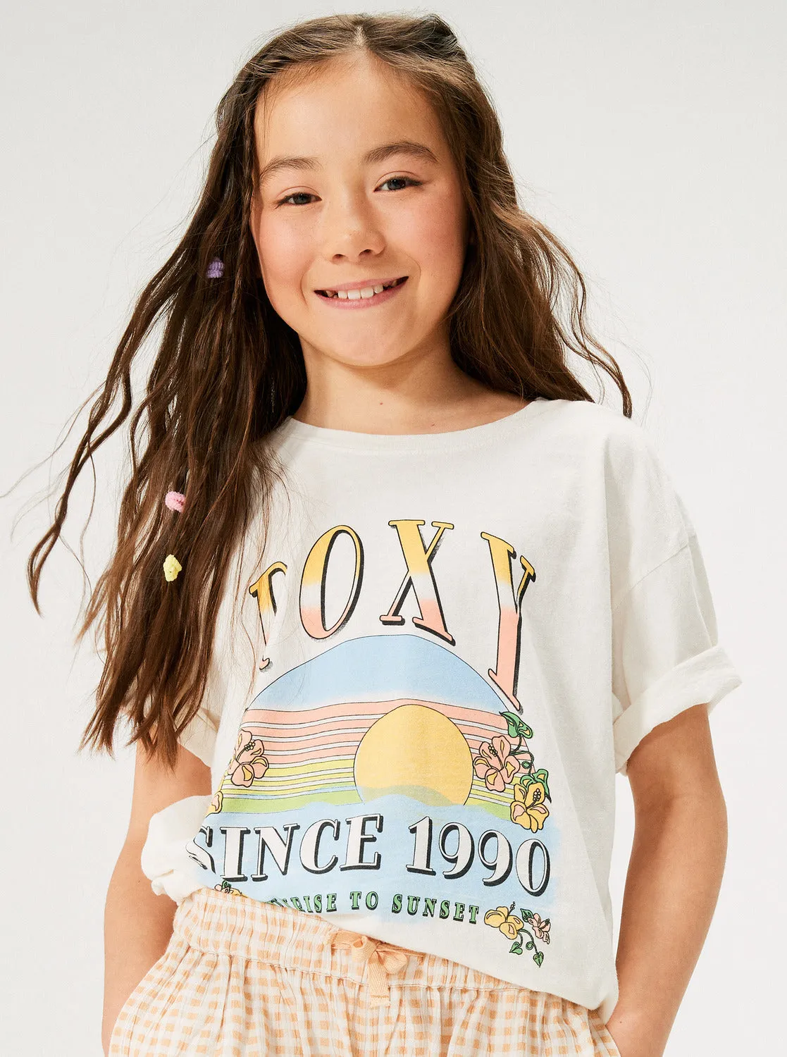 Girls 4-16 Sunrise To Sunset Oversized Boyfriend T-Shirt - Snow White sold by Roxy