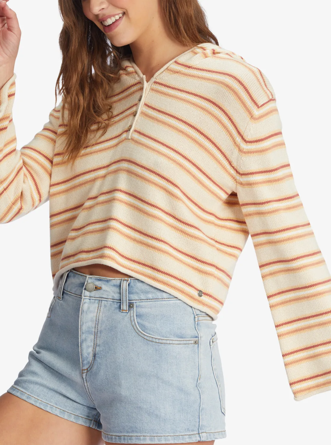 Side Swipe Poncho Hoodie - Tapioca Retro Rays Stripe sold by Roxy product image thumbnail 5
