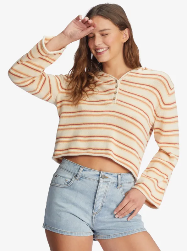 Side Swipe Poncho Hoodie - Tapioca Retro Rays Stripe sold by Roxy