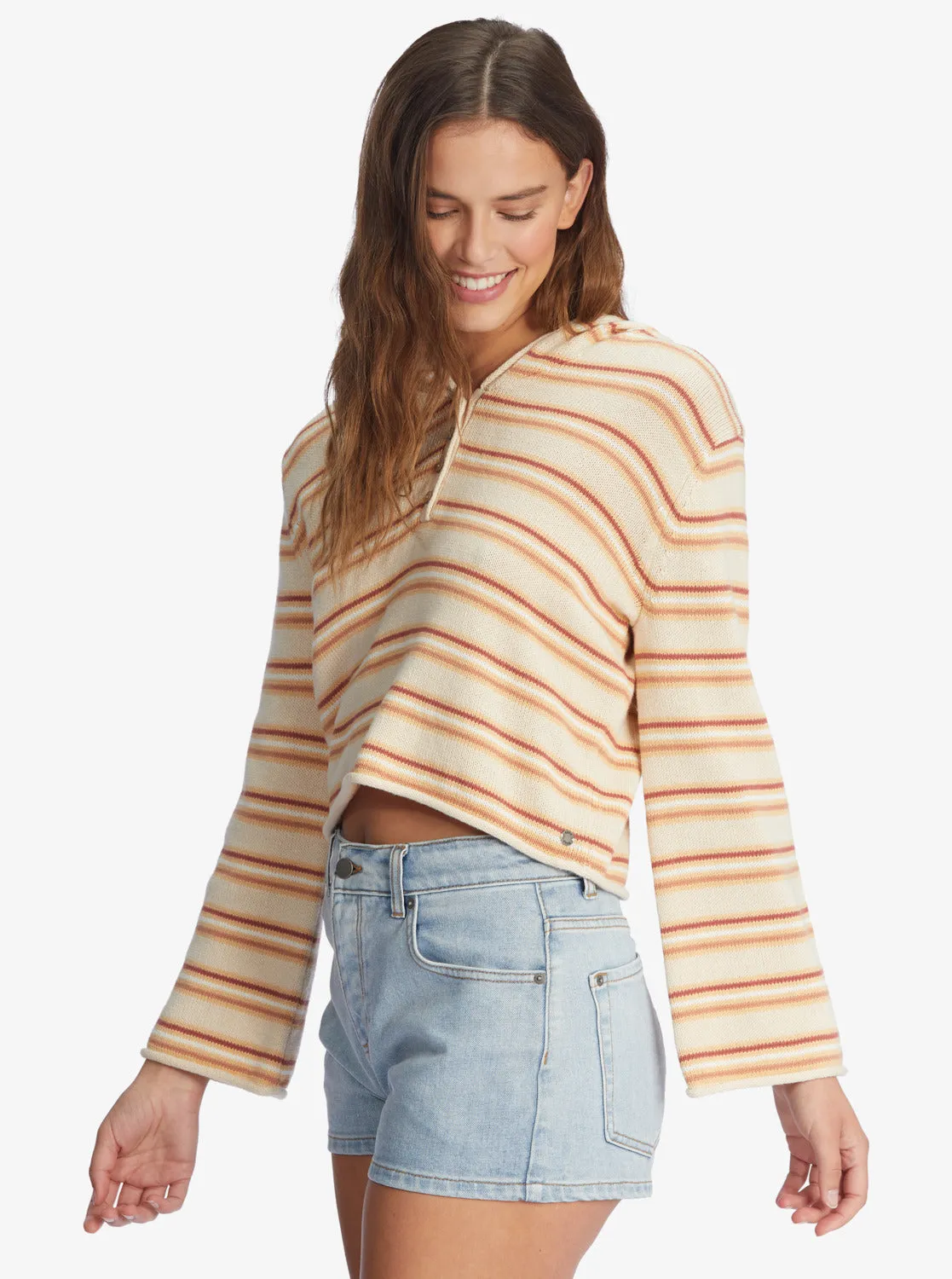 Side Swipe Poncho Hoodie - Tapioca Retro Rays Stripe sold by Roxy product image thumbnail 4