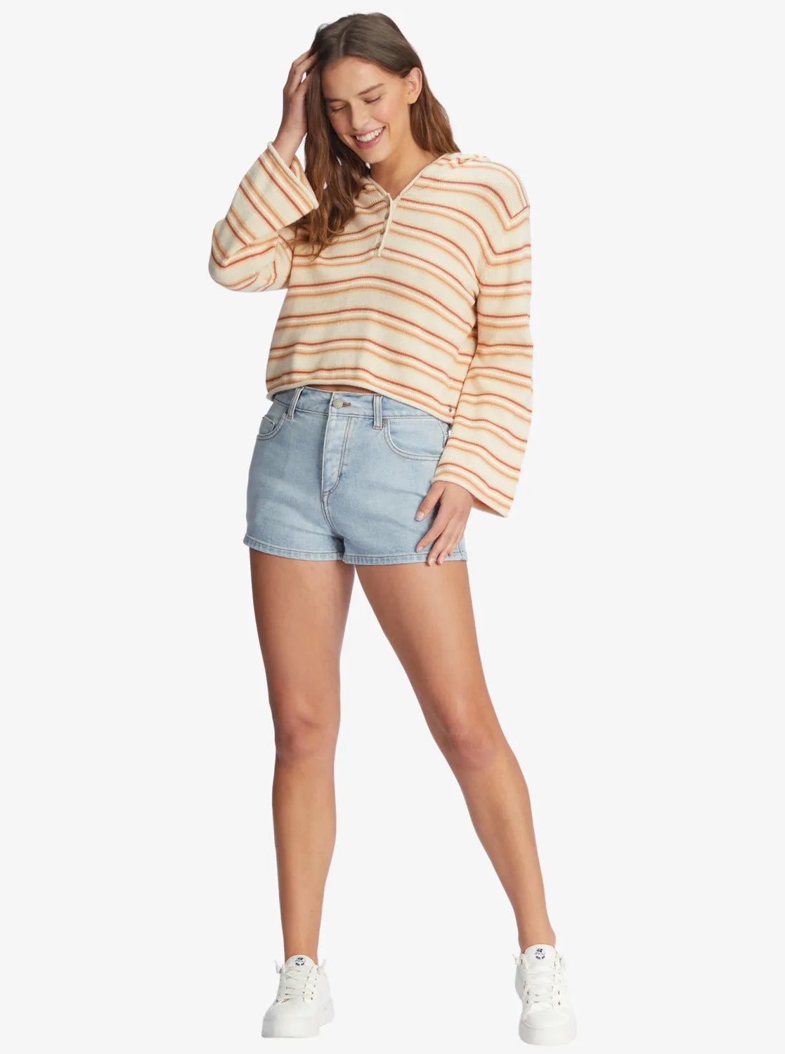 Side Swipe Poncho Hoodie - Tapioca Retro Rays Stripe sold by Roxy product image thumbnail 2