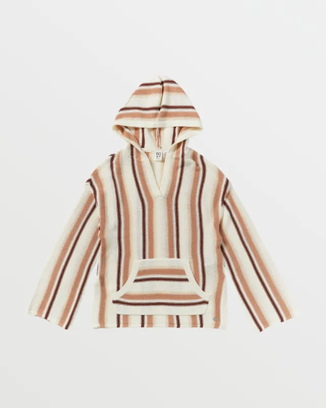 Rosarito Poncho - Cafe Creme Lounge Stripe sold by Roxy