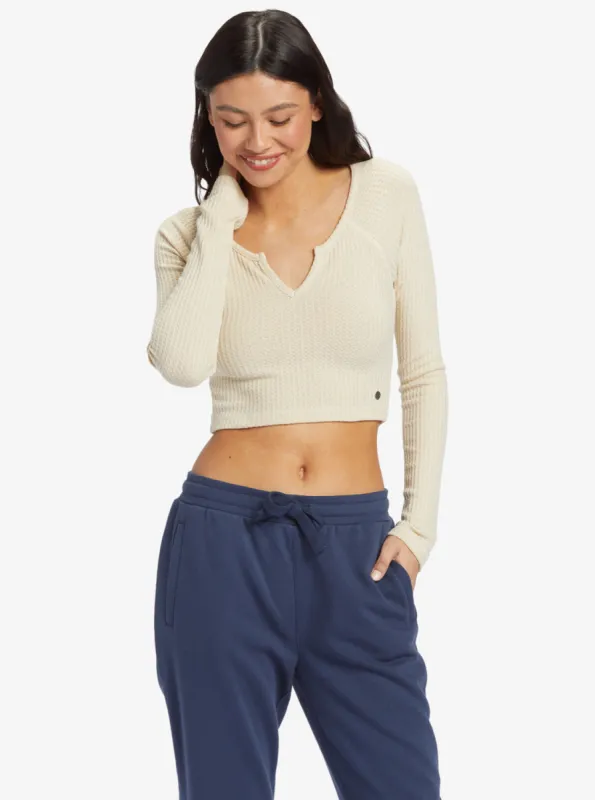 Cropped Long Sleeve Waffle Top - Tapioca sold by Roxy