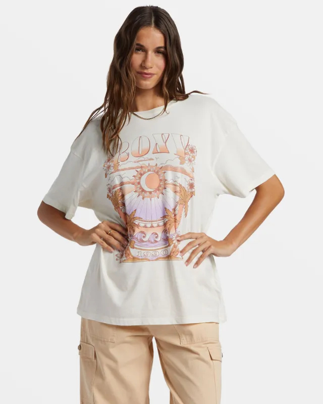 Star Chart Oversized Boyfriend T-Shirt - Egret sold by Roxy