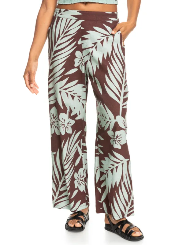 Another Night Wide Leg Pants - Bitter Chocolate Palmeria sold by Roxy