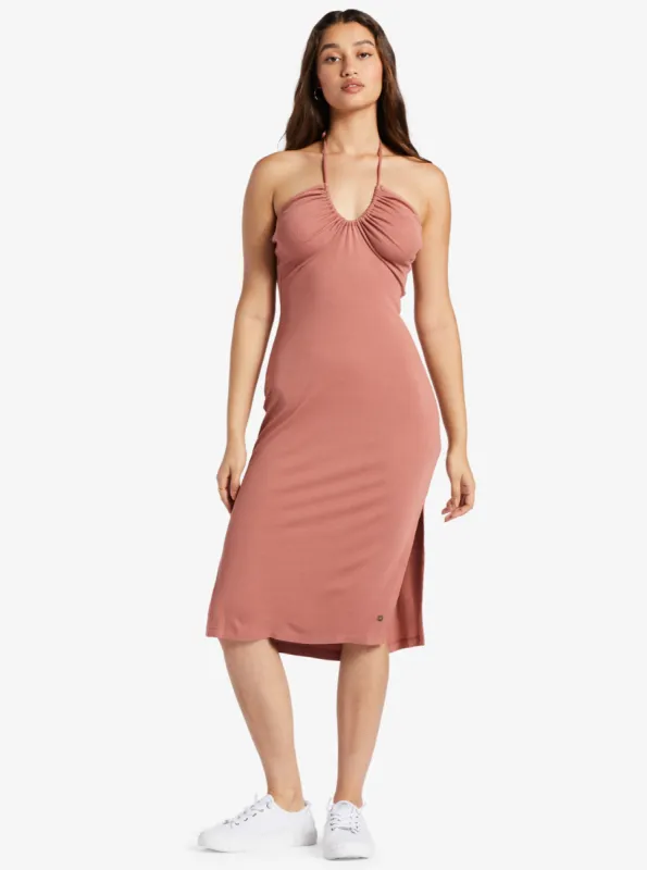 Late Sunset Halter Midi Dress - Cedar Wood sold by Roxy