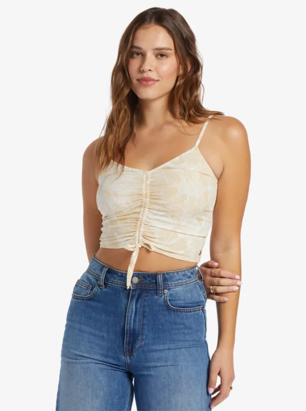 Vibrant Light Strappy Crop Top - Tapioca Crazy Hibiscus sold by Roxy