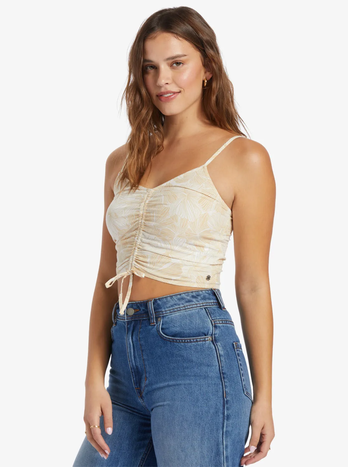 Vibrant Light Strappy Crop Top - Tapioca Crazy Hibiscus sold by Roxy product image thumbnail 2