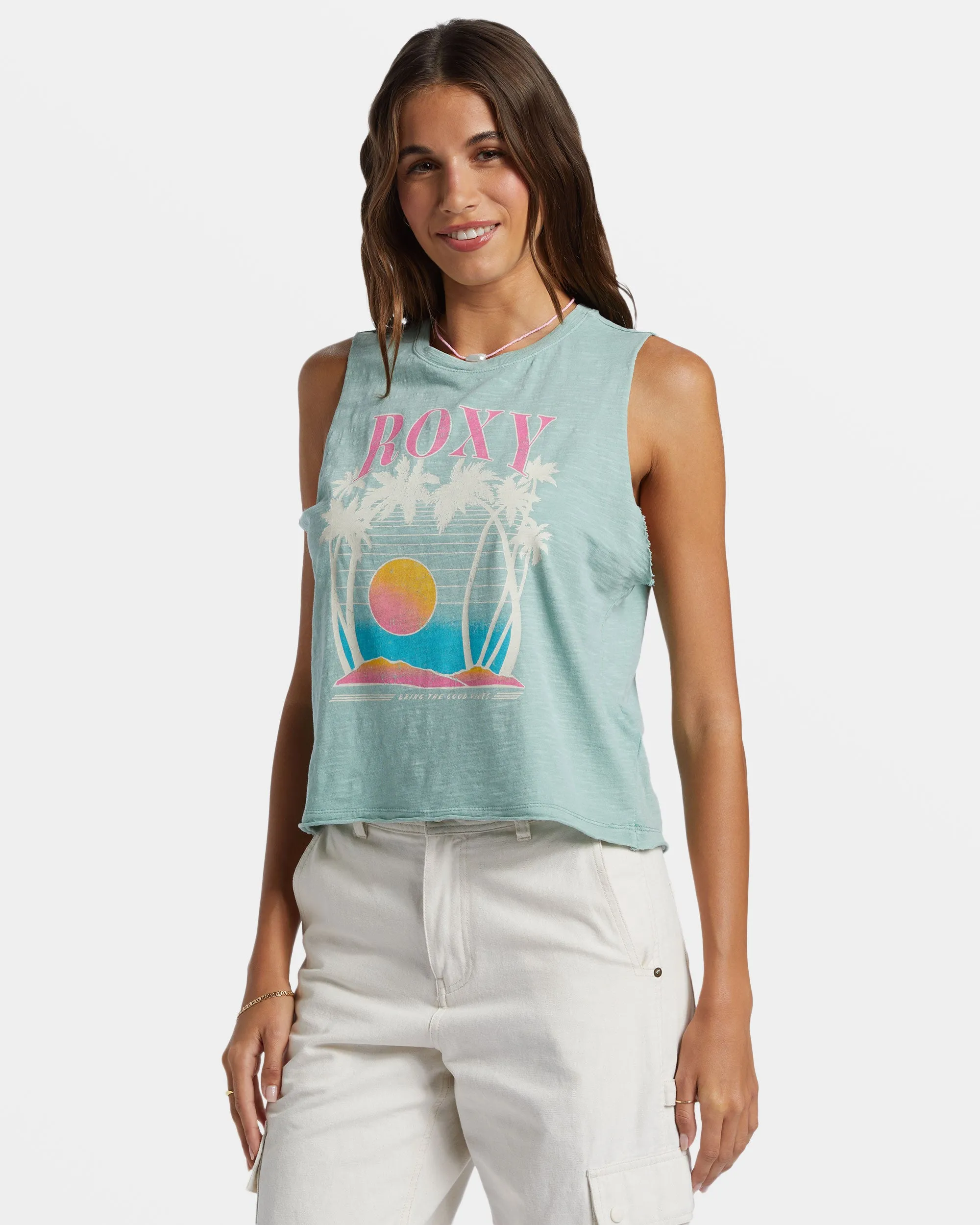 Bring The Good Vibes Muscle Tank Top - Blue Surf sold by Roxy product image thumbnail 4