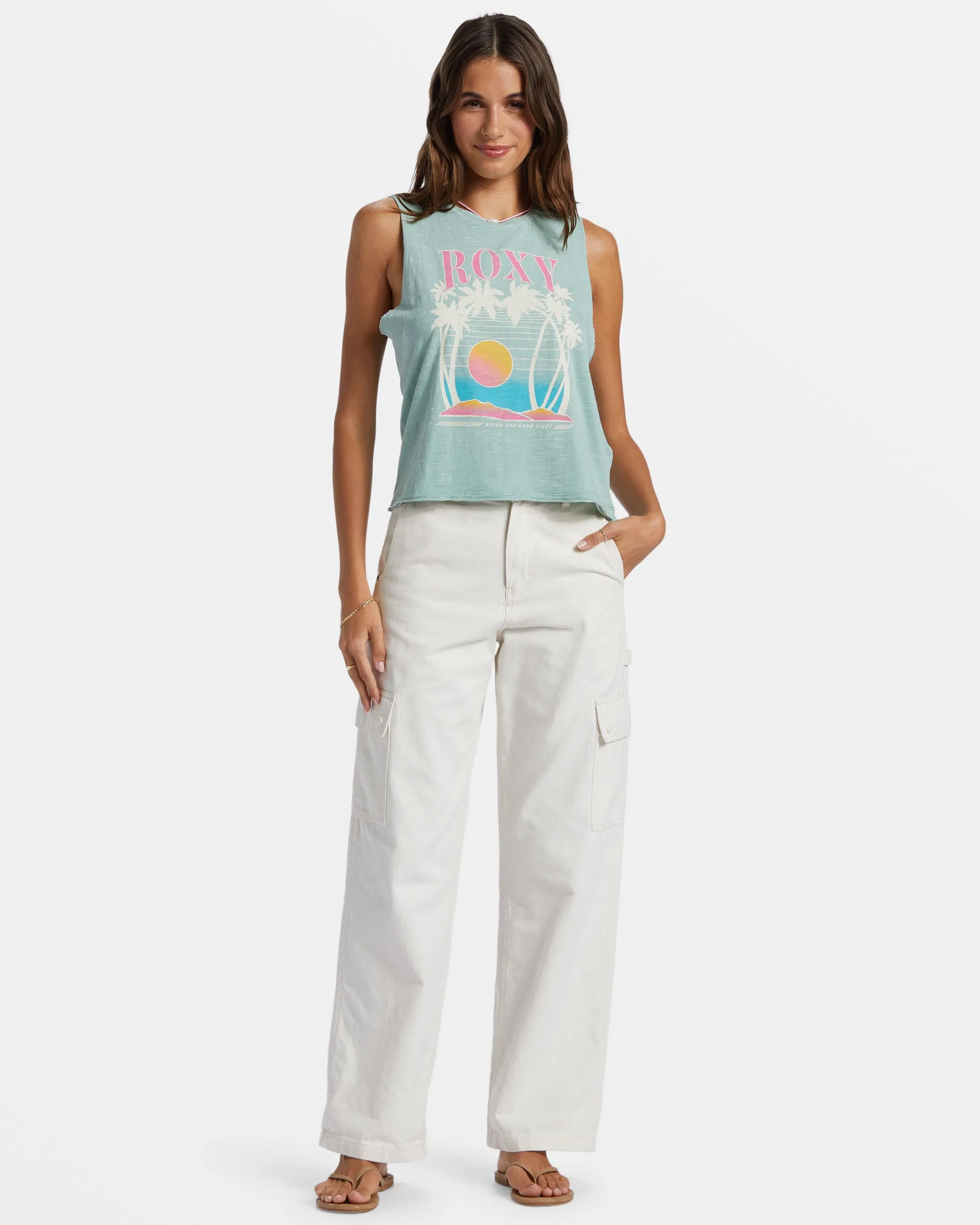 Bring The Good Vibes Muscle Tank Top - Blue Surf sold by Roxy product image thumbnail 3